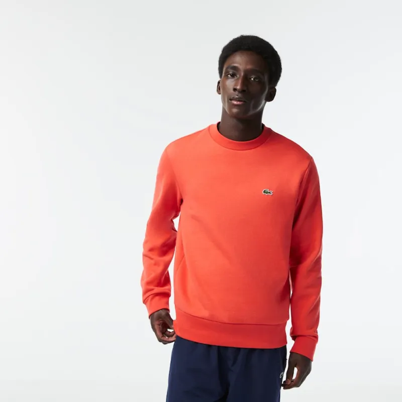 SWEATSHIRT HOMME LACOSTE EN MOLLETTON GRATTÉ DE COTON BIOLOGIQUE ORANGE