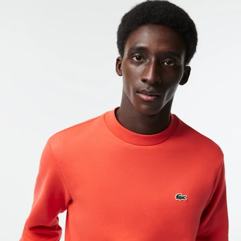 SWEATSHIRT HOMME LACOSTE EN MOLLETTON GRATTÉ DE COTON BIOLOGIQUE ORANGE