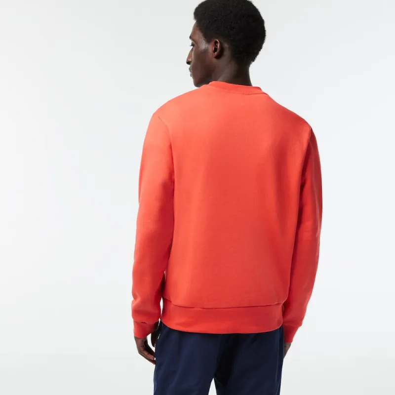 SWEATSHIRT HOMME LACOSTE EN MOLLETTON GRATTÉ DE COTON BIOLOGIQUE ORANGE