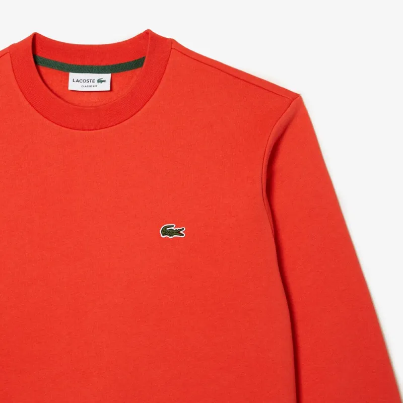 SWEATSHIRT HOMME LACOSTE EN MOLLETTON GRATTÉ DE COTON BIOLOGIQUE ORANGE