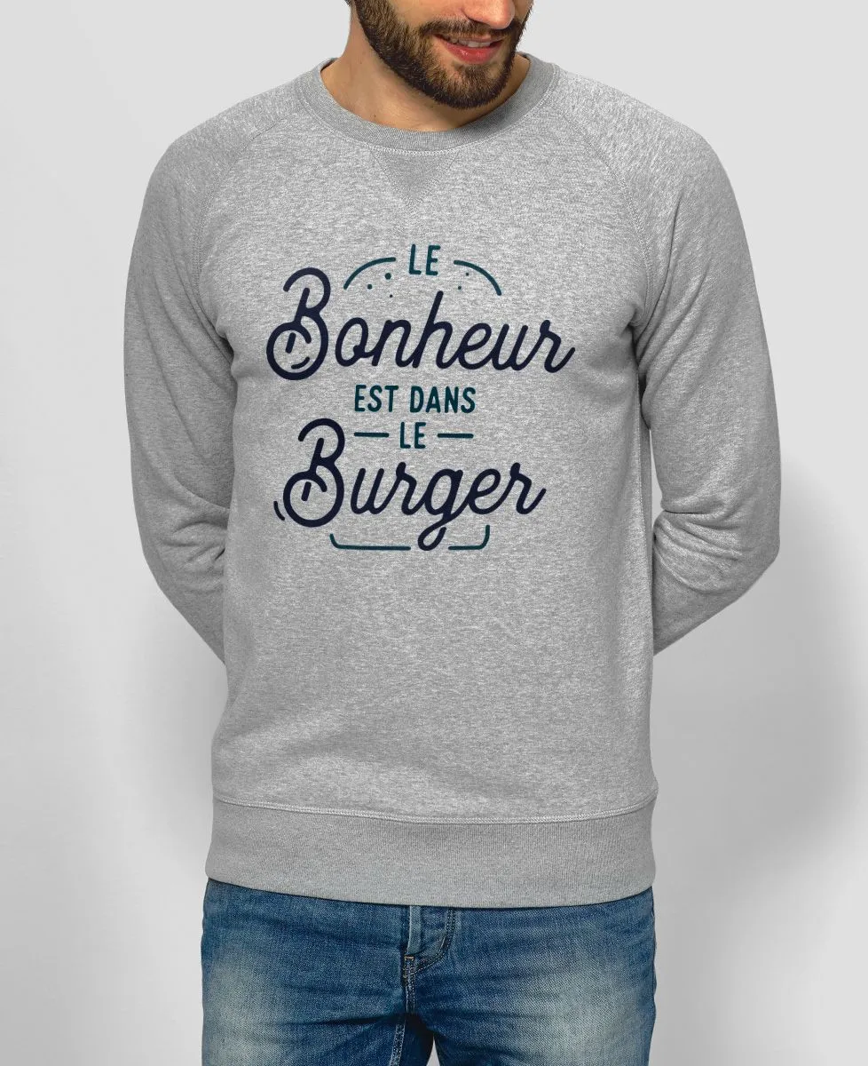 Sweatshirt homme Le bonheur est dans le burger