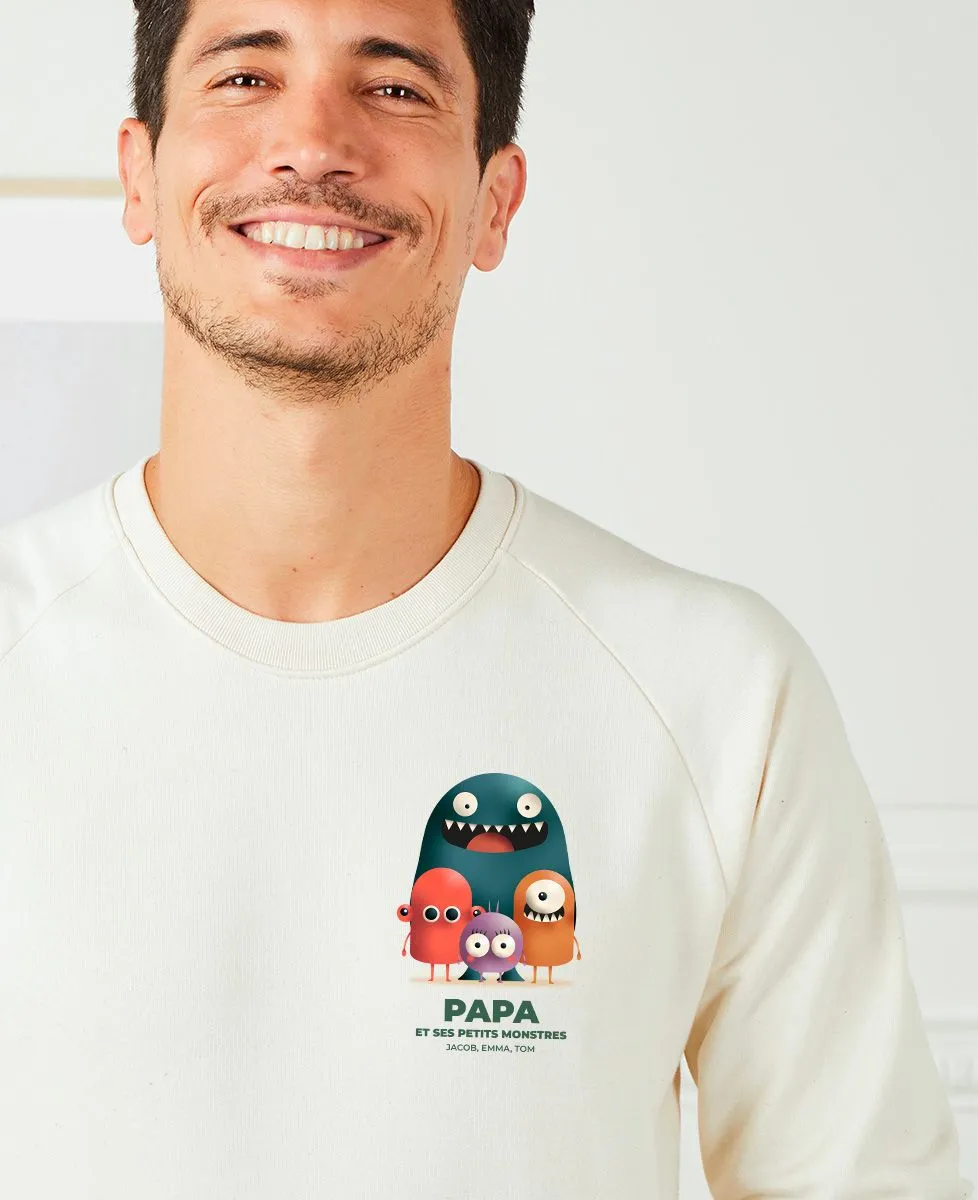 Sweatshirt homme Papa et ses petits monstres personnalisé