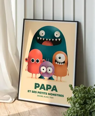 Sweatshirt homme Papa et ses petits monstres personnalisé