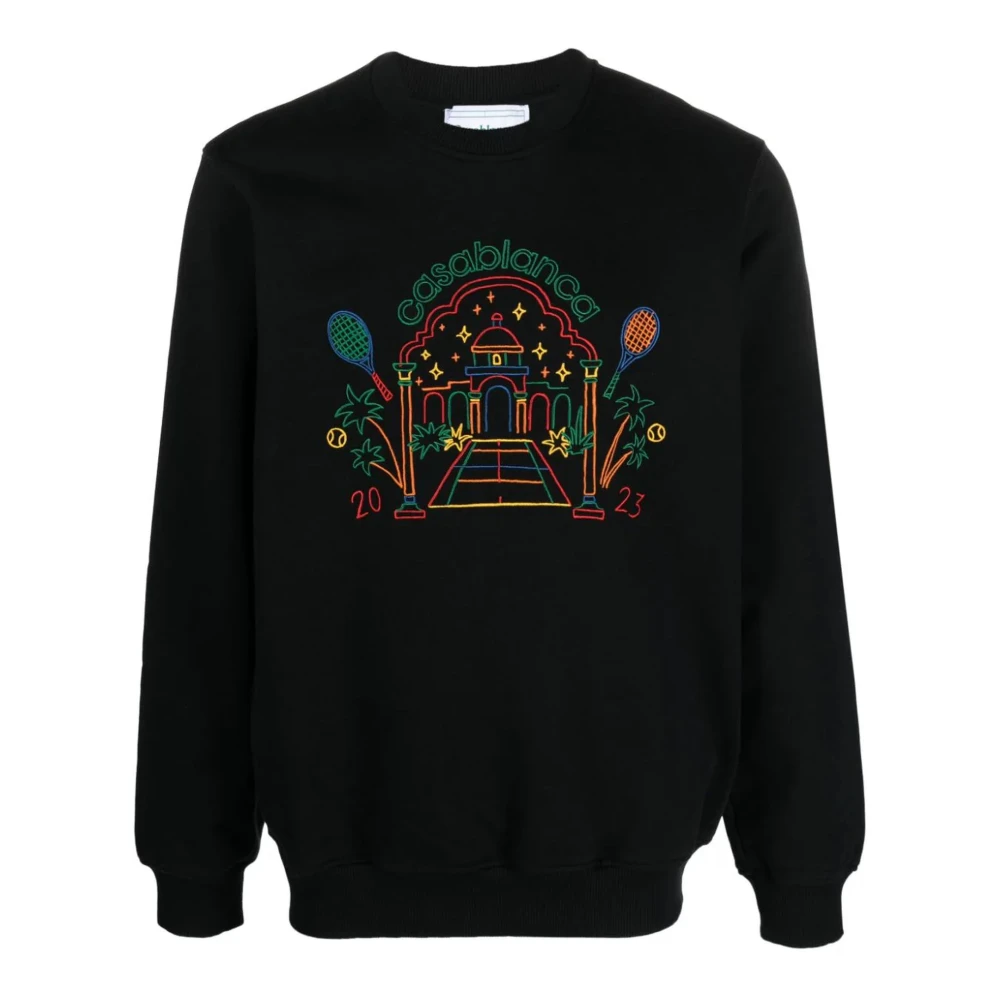 Sweatshirt noir en coton biologique avec impression Rainbow Crayon Temple