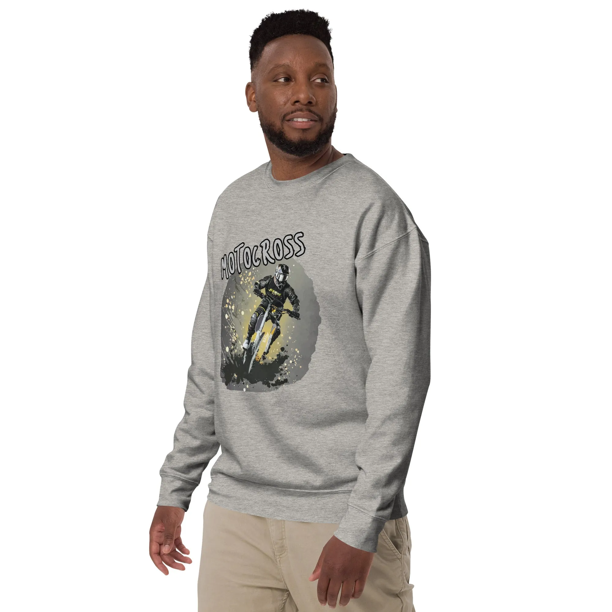 Sweatshirt premium unisexe Motocross Gris et Jaune