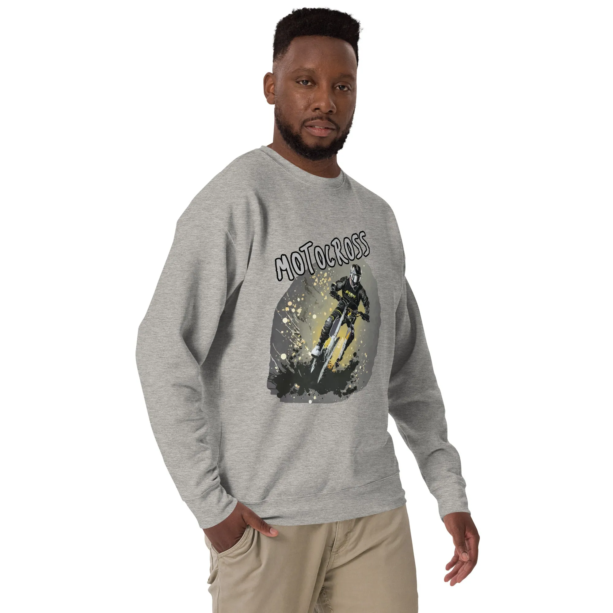 Sweatshirt premium unisexe Motocross Gris et Jaune