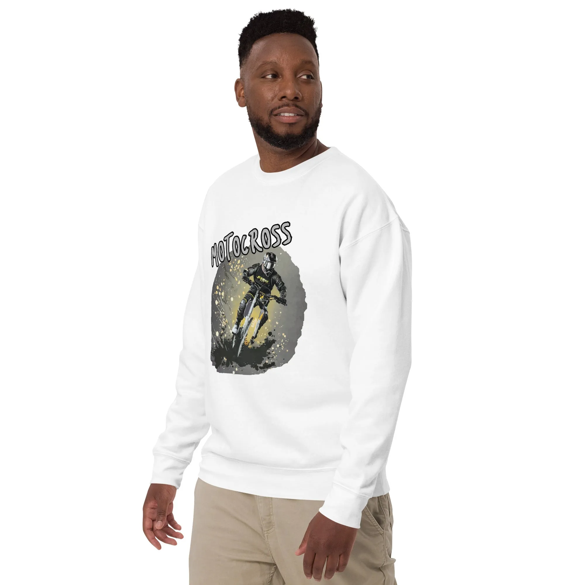 Sweatshirt premium unisexe Motocross Gris et Jaune