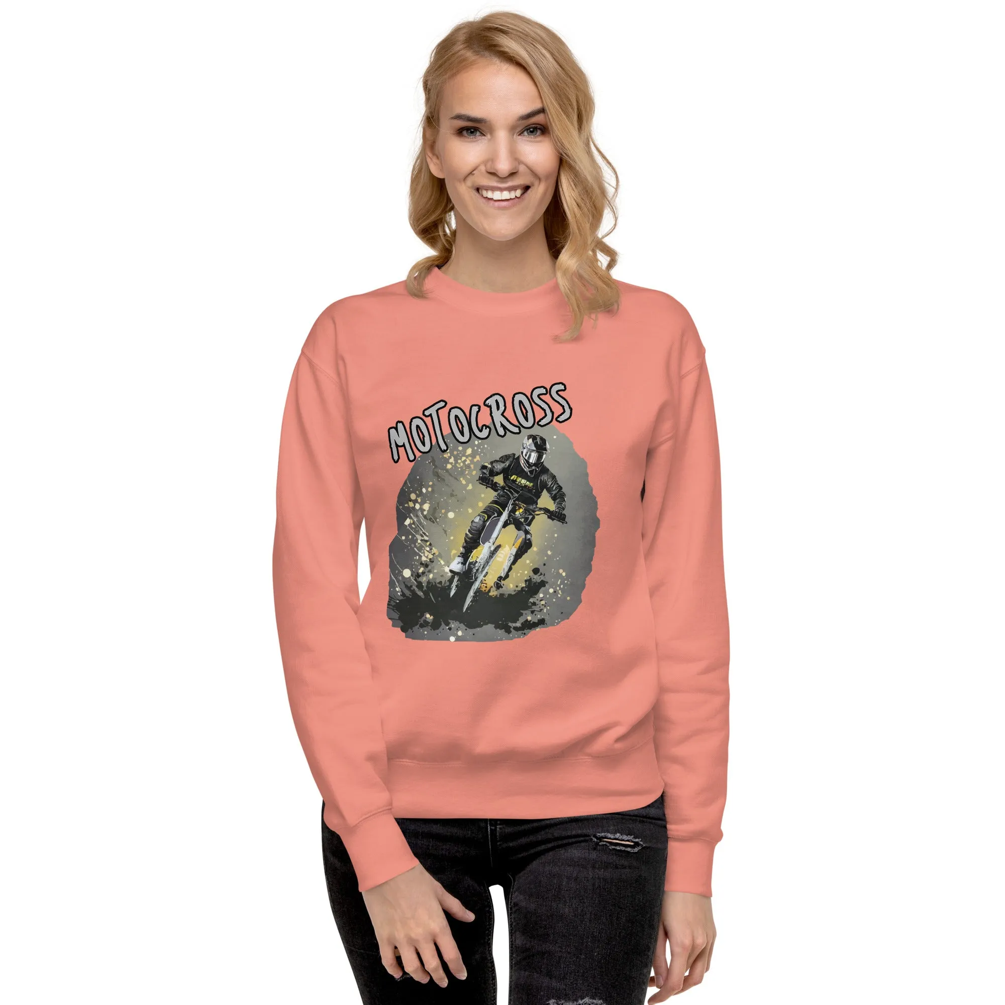 Sweatshirt premium unisexe Motocross Gris et Jaune