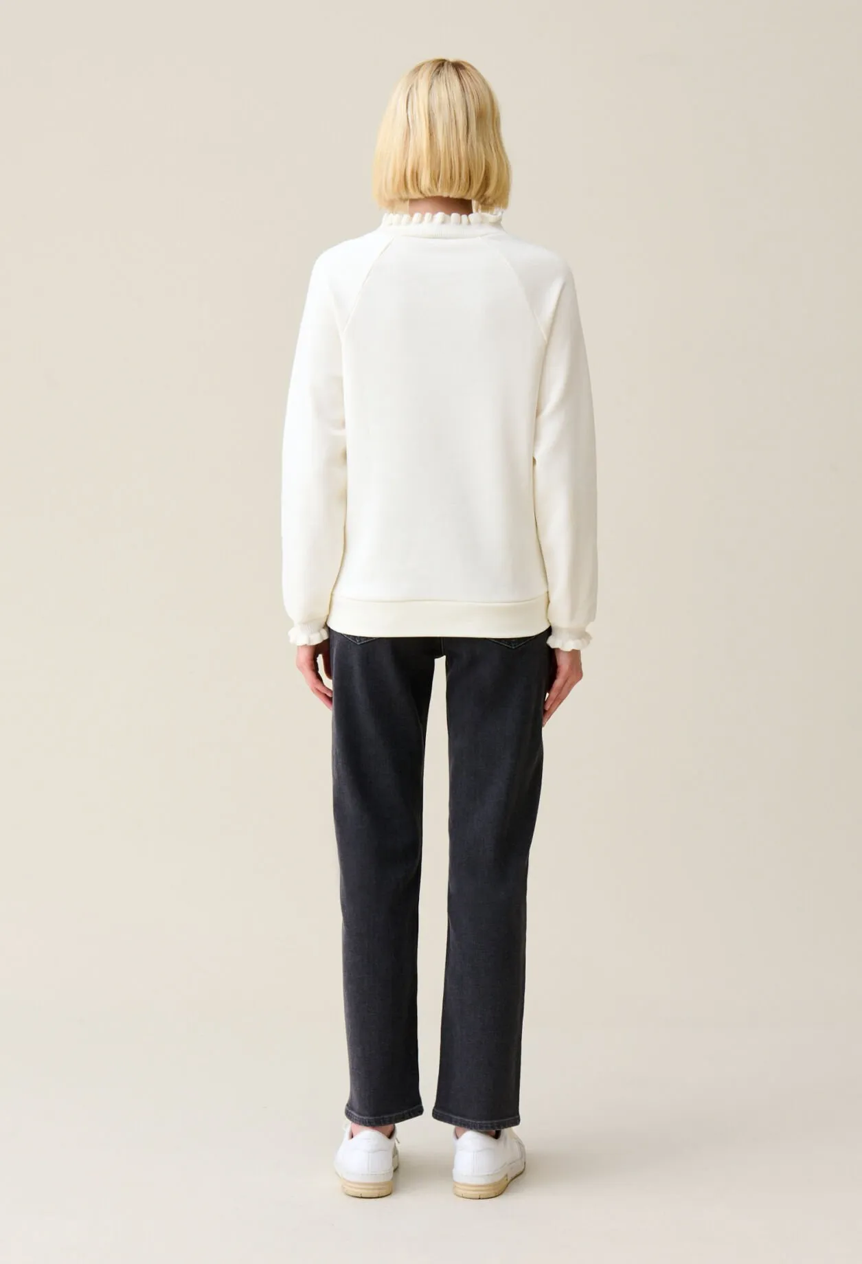 Sweatshirt Tape col boutonné ivoire | Claudie FR