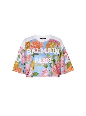  T-shirt Balmain Baseball imprimé Pastel Roses 