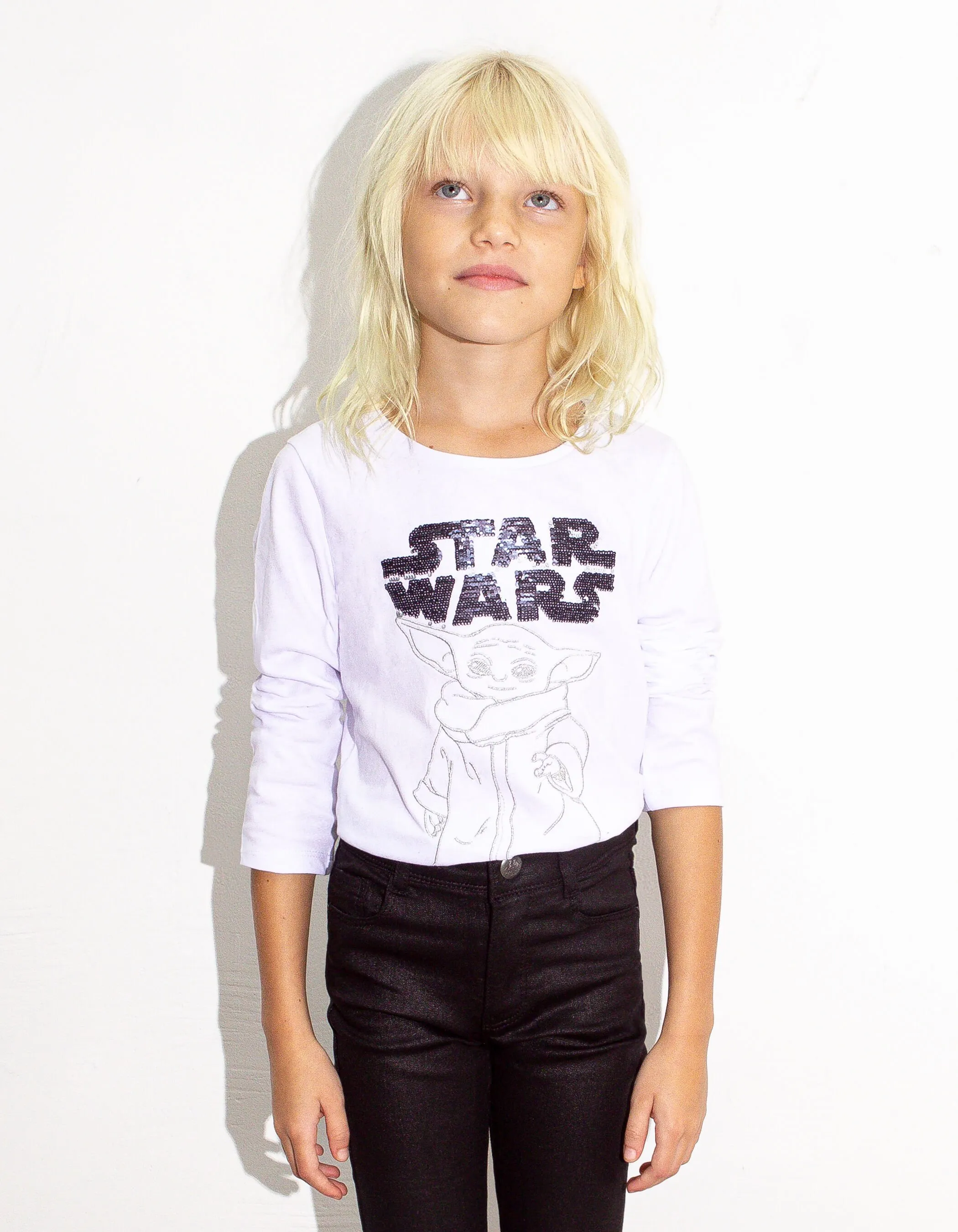 T-shirt blanc brodé Grogu IKKS - STAR WARS™ fille