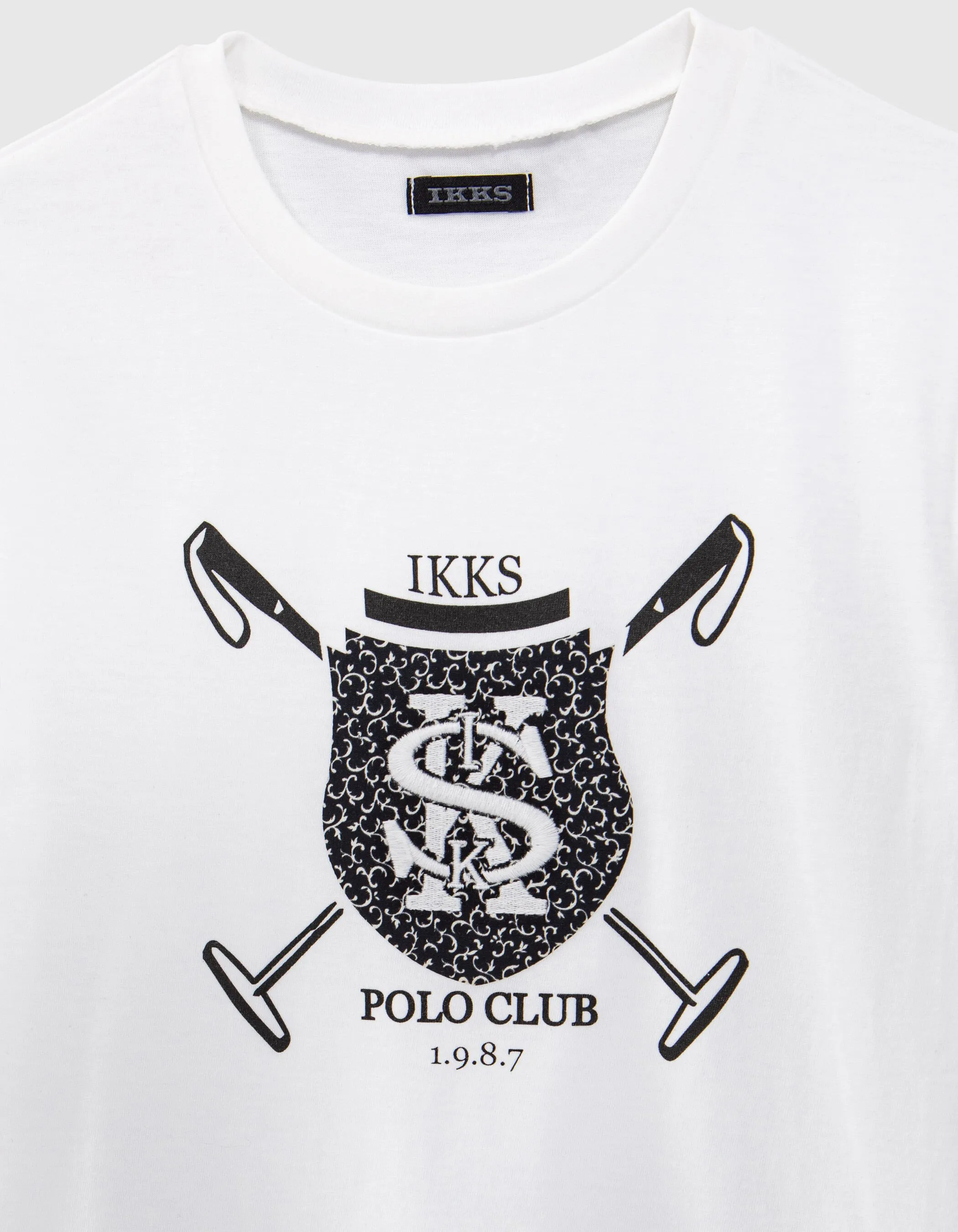 T-shirt blanc cassé blason IKKS brodé garçon