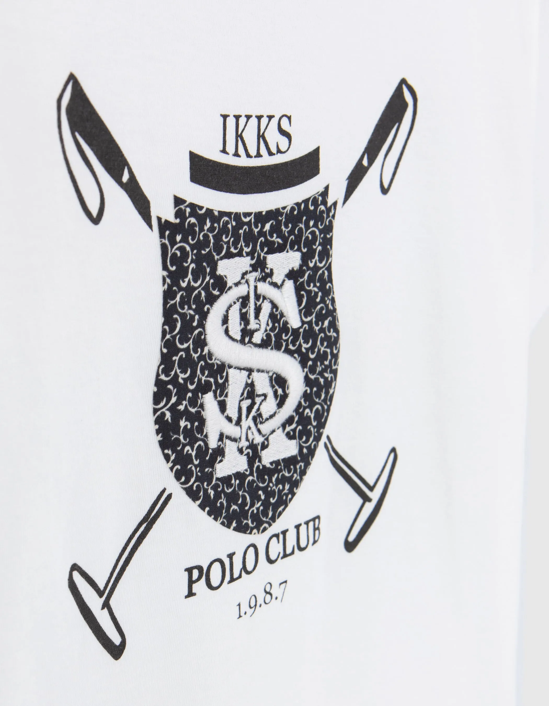 T-shirt blanc cassé blason IKKS brodé garçon