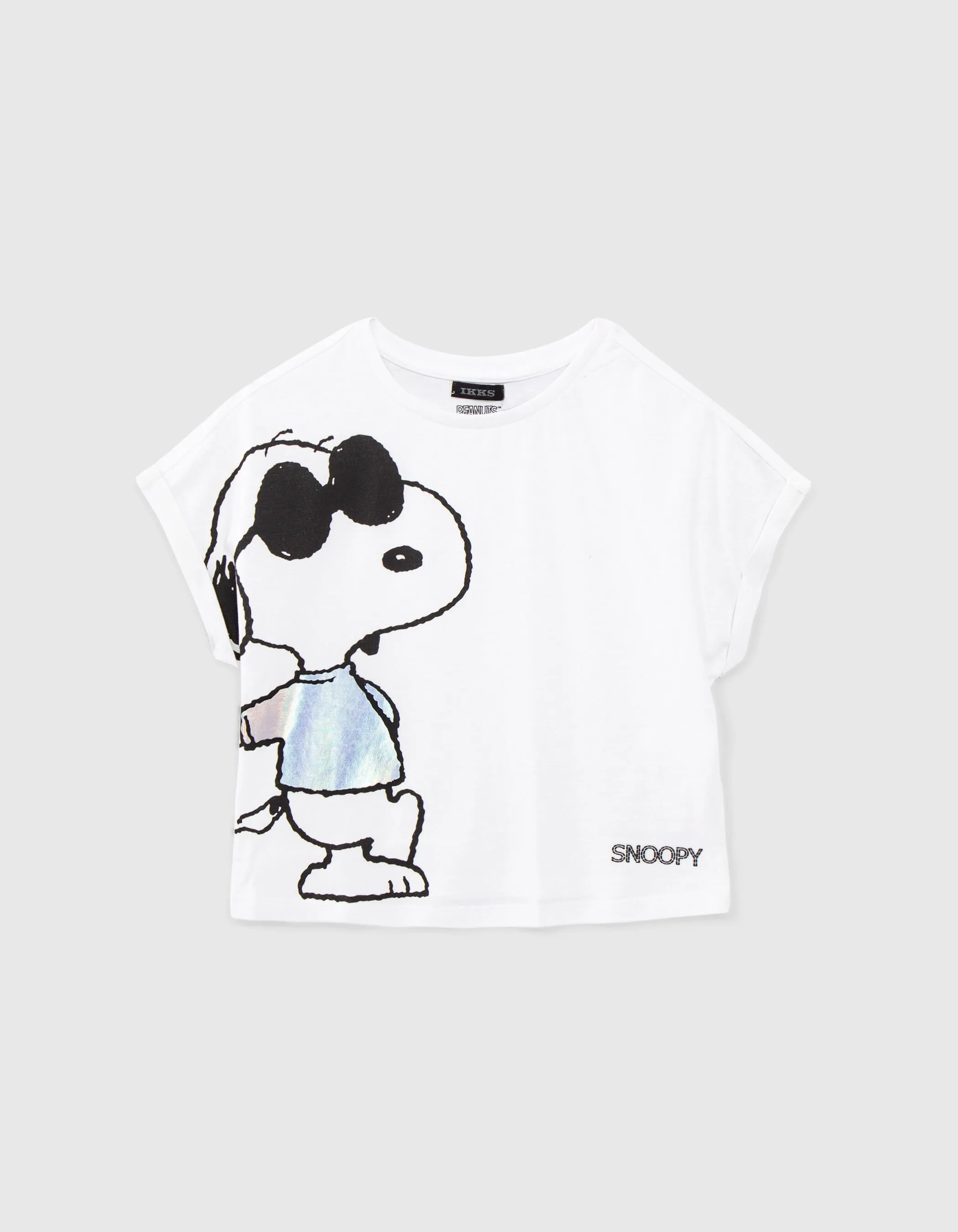 T-shirt blanc cassé cropped visuel SNOOPY fille