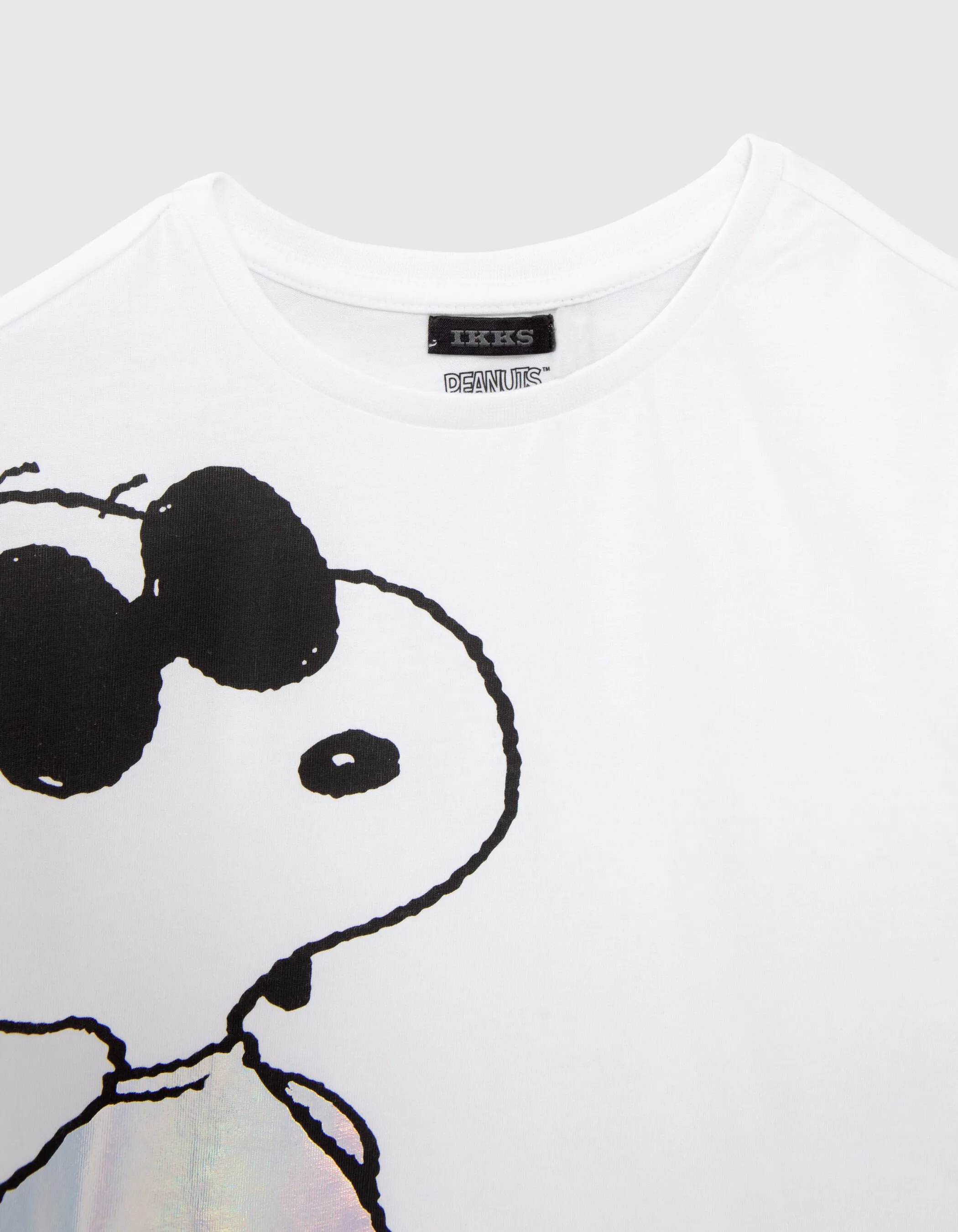 T-shirt blanc cassé cropped visuel SNOOPY fille