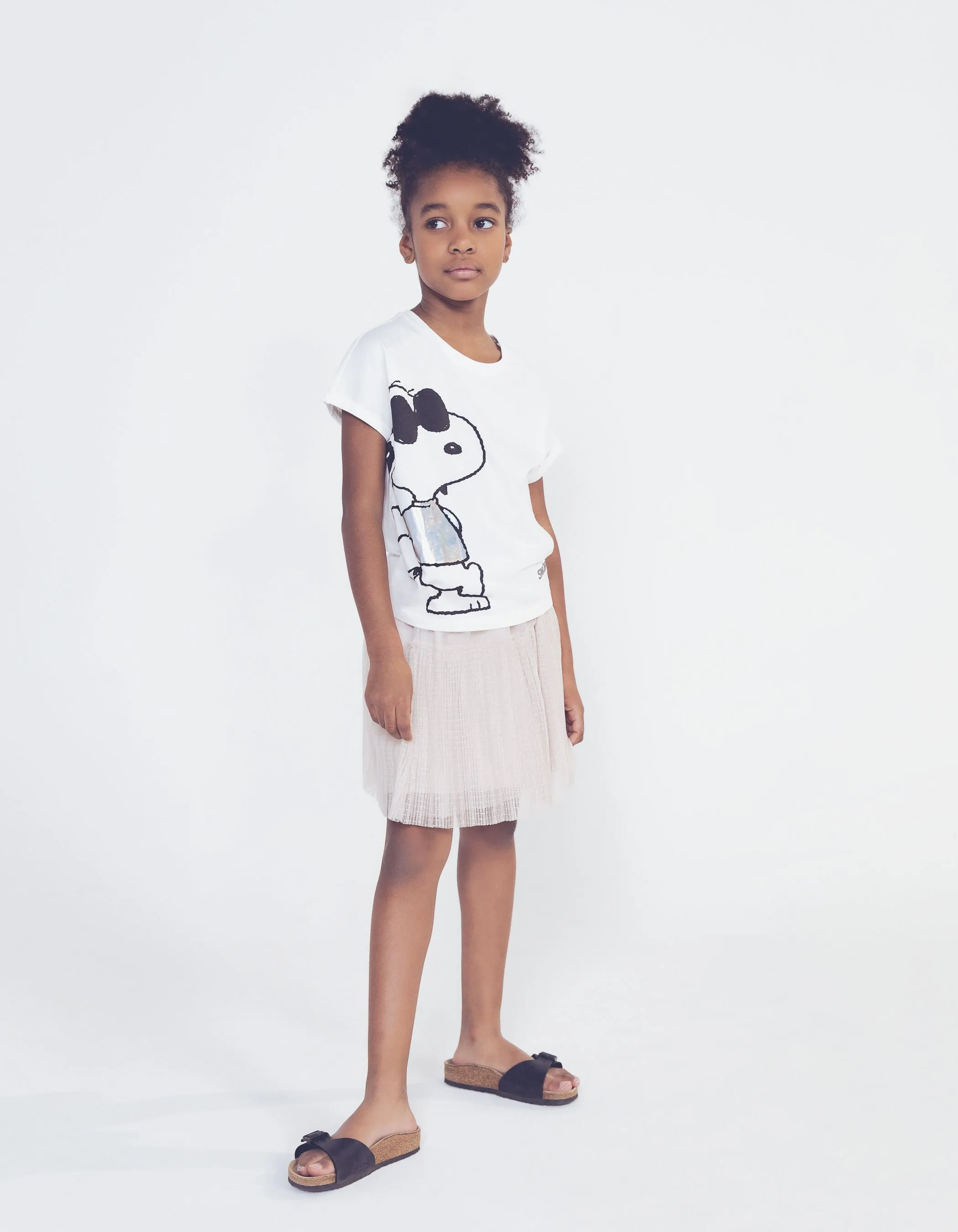 T-shirt blanc cassé cropped visuel SNOOPY fille