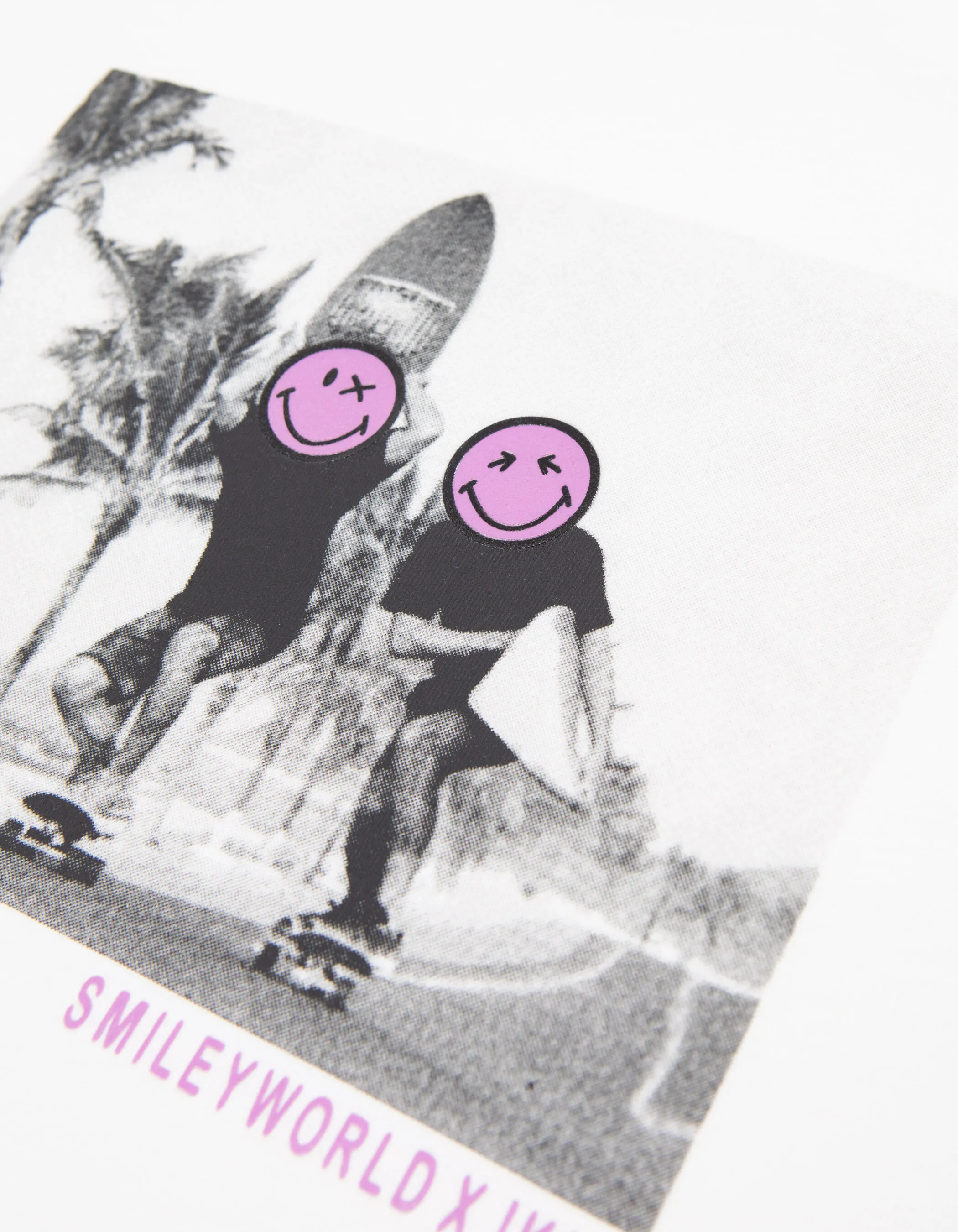 T-shirt blanc coton bio photo skateurs SMILEYWORLD garçon