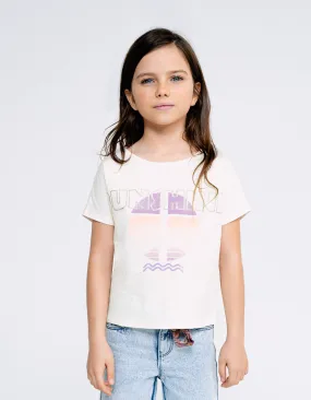 T-shirt blanc coton bio symbole peace and love fille