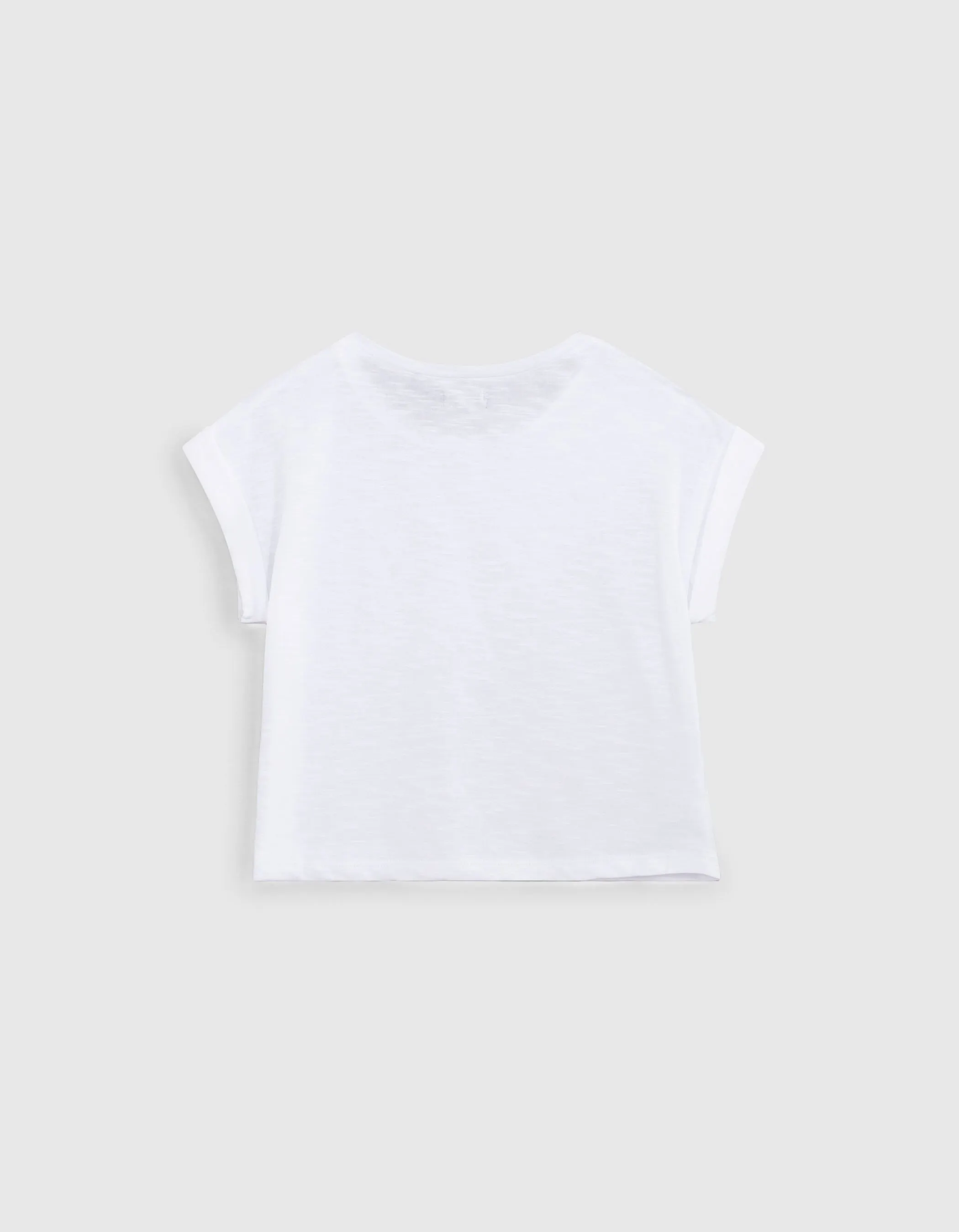 T-shirt blanc coton bio visuel léopard à cœurs fille