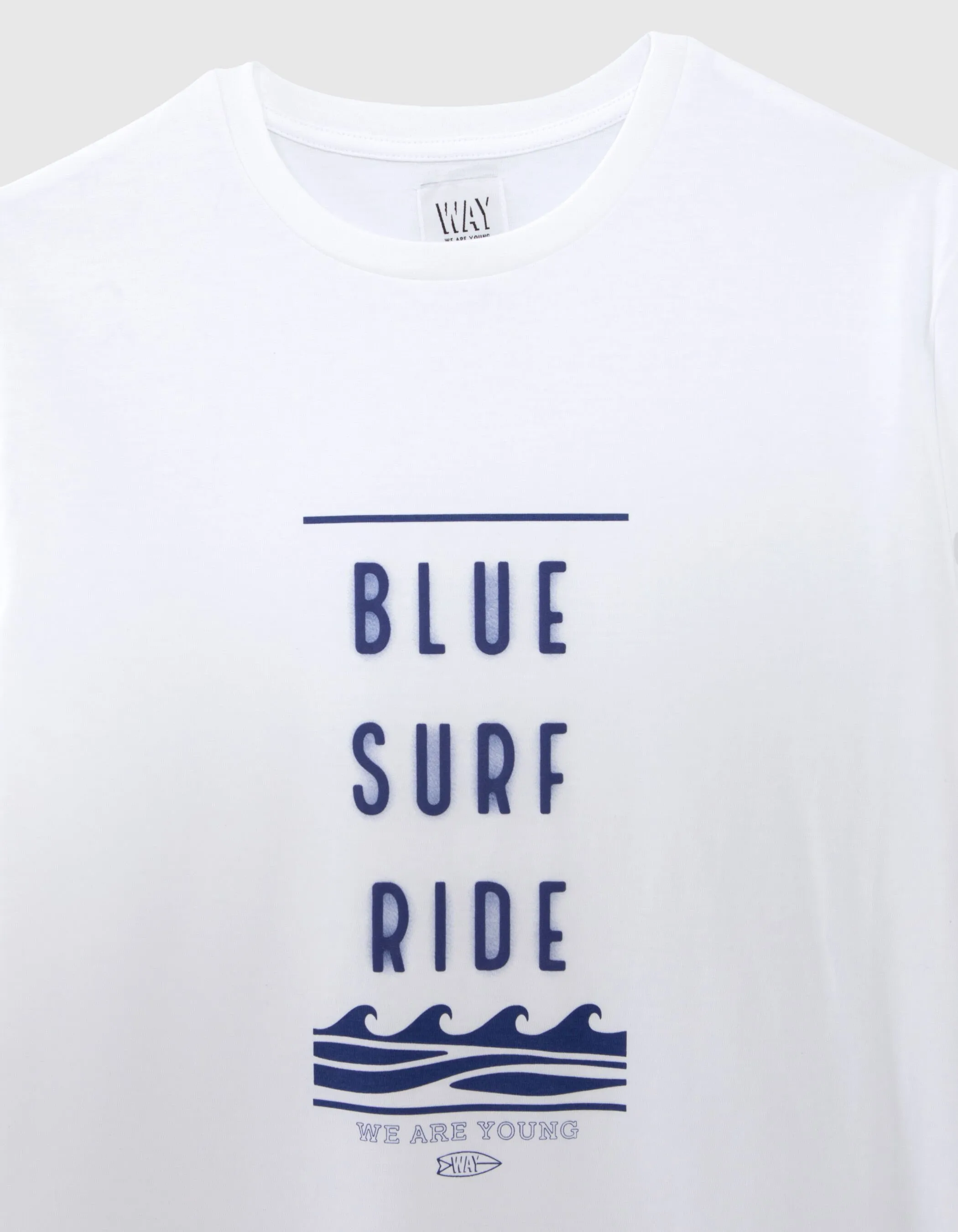 T-shirt blanc message gomme et vagues garçon