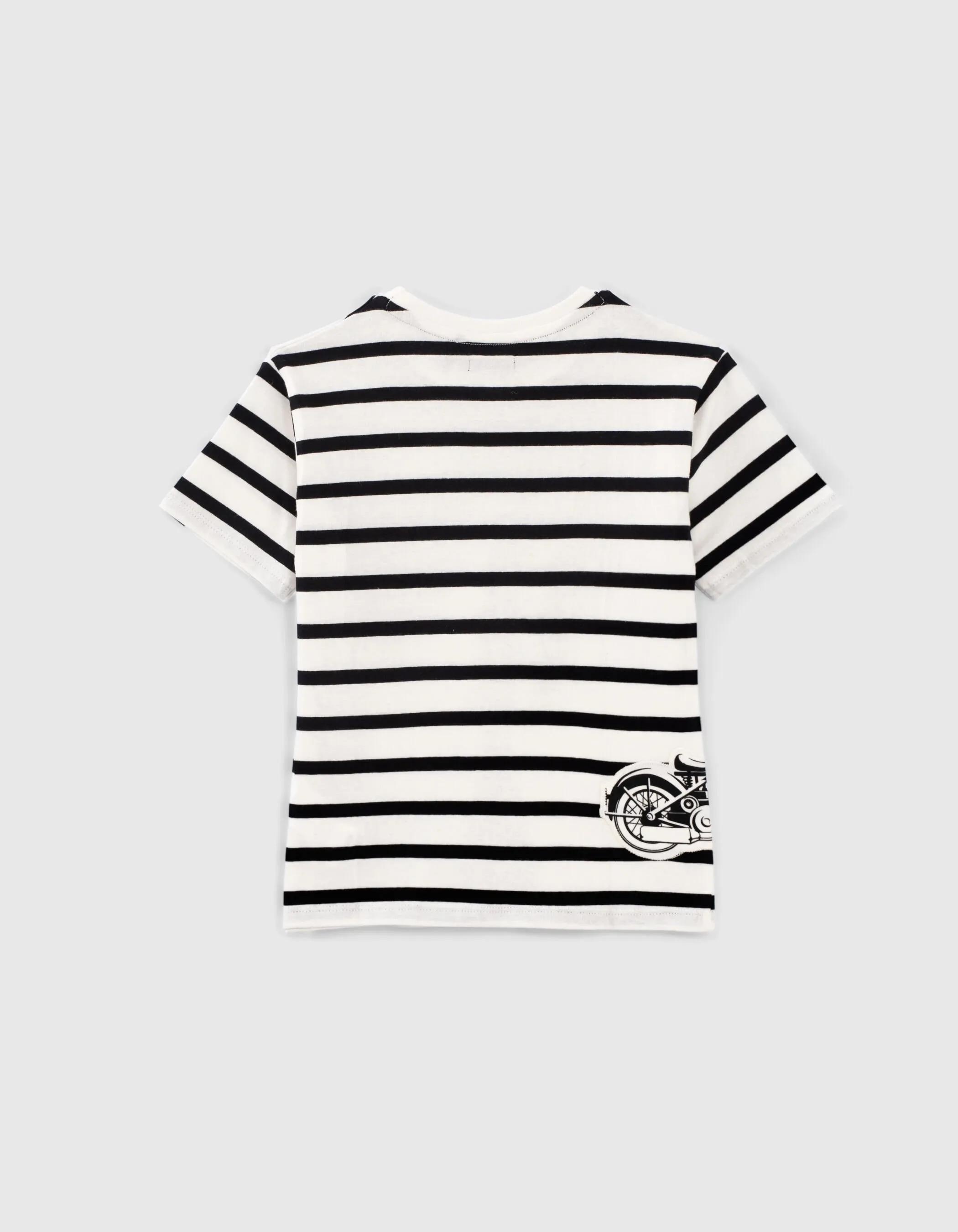 T-shirt blanc rayé noir IKKS - MICKEY