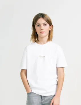 T-shirt blanc visuel vague brodé dos garçon