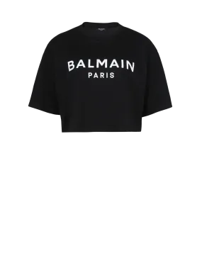 T-SHIRT COURT EN COTON éCO-RESPONSABLE IMPRIMé LOGO BALMAIN - BALMAIN pour FEMME | Printemps