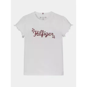 T-shirt flower glitter reg blanc fille | Tommy Hilfiger | wimod