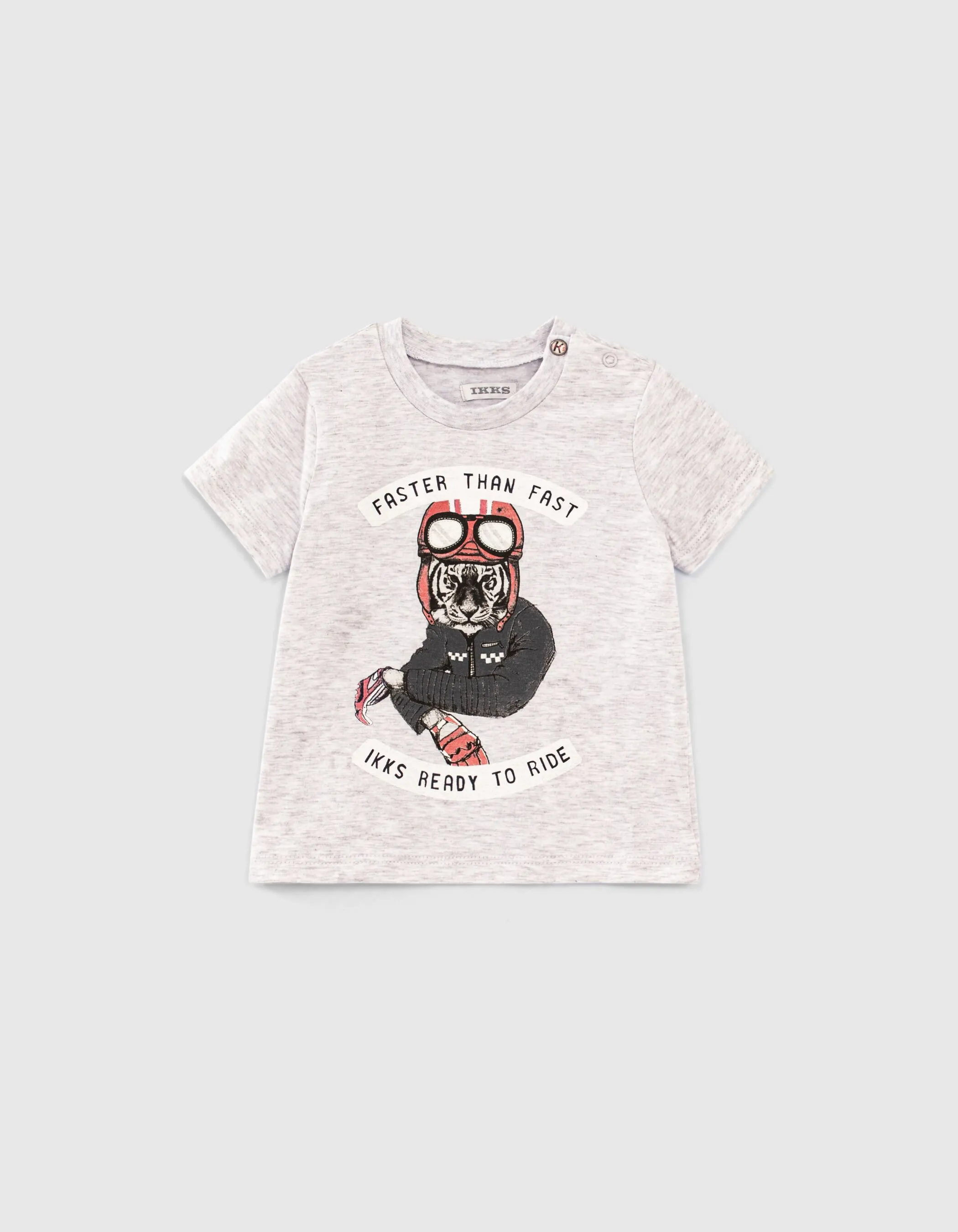 T-shirt gris bio visuel tigre-motard bébé garçon