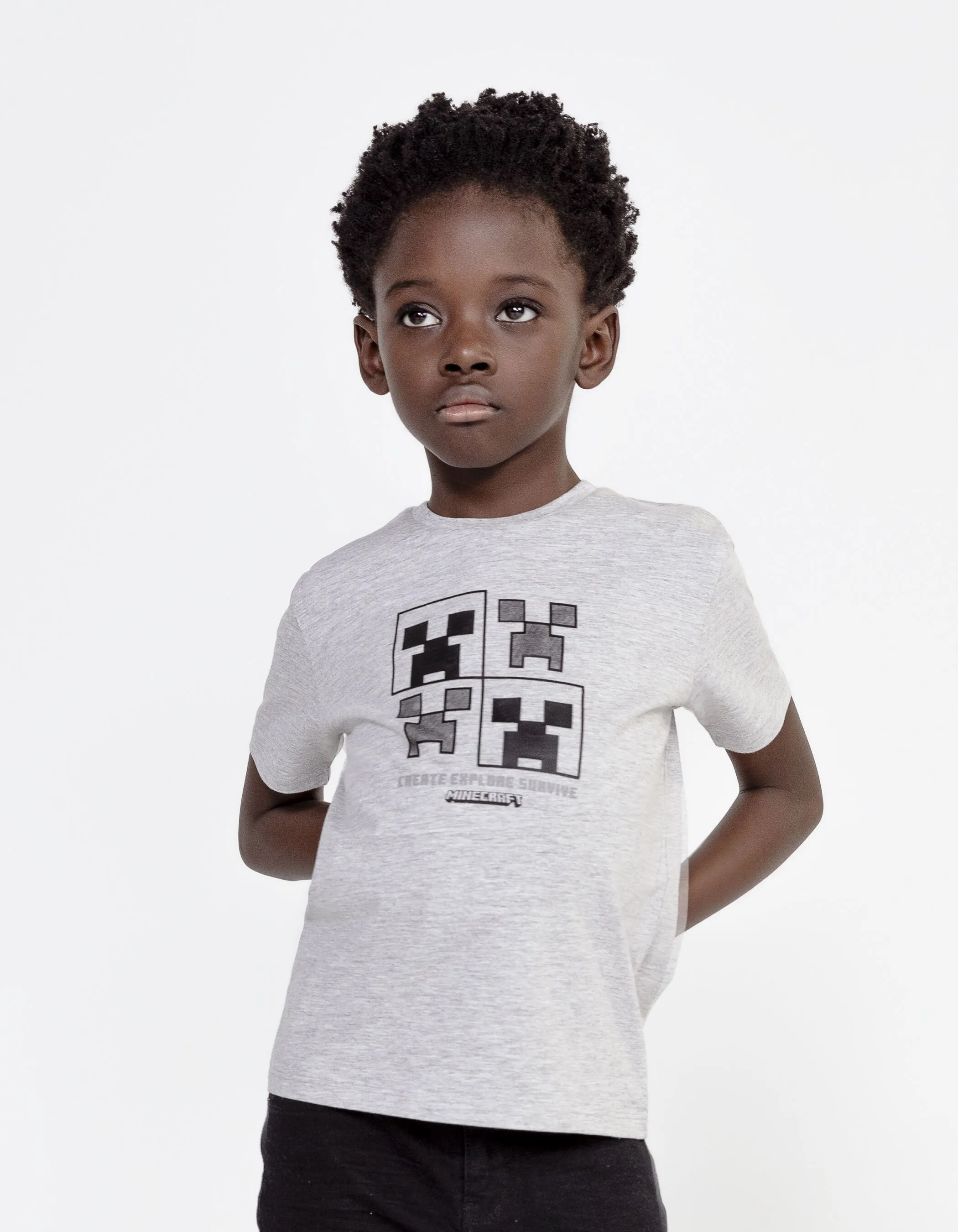 T-shirt gris icônes MINECRAFT garçon