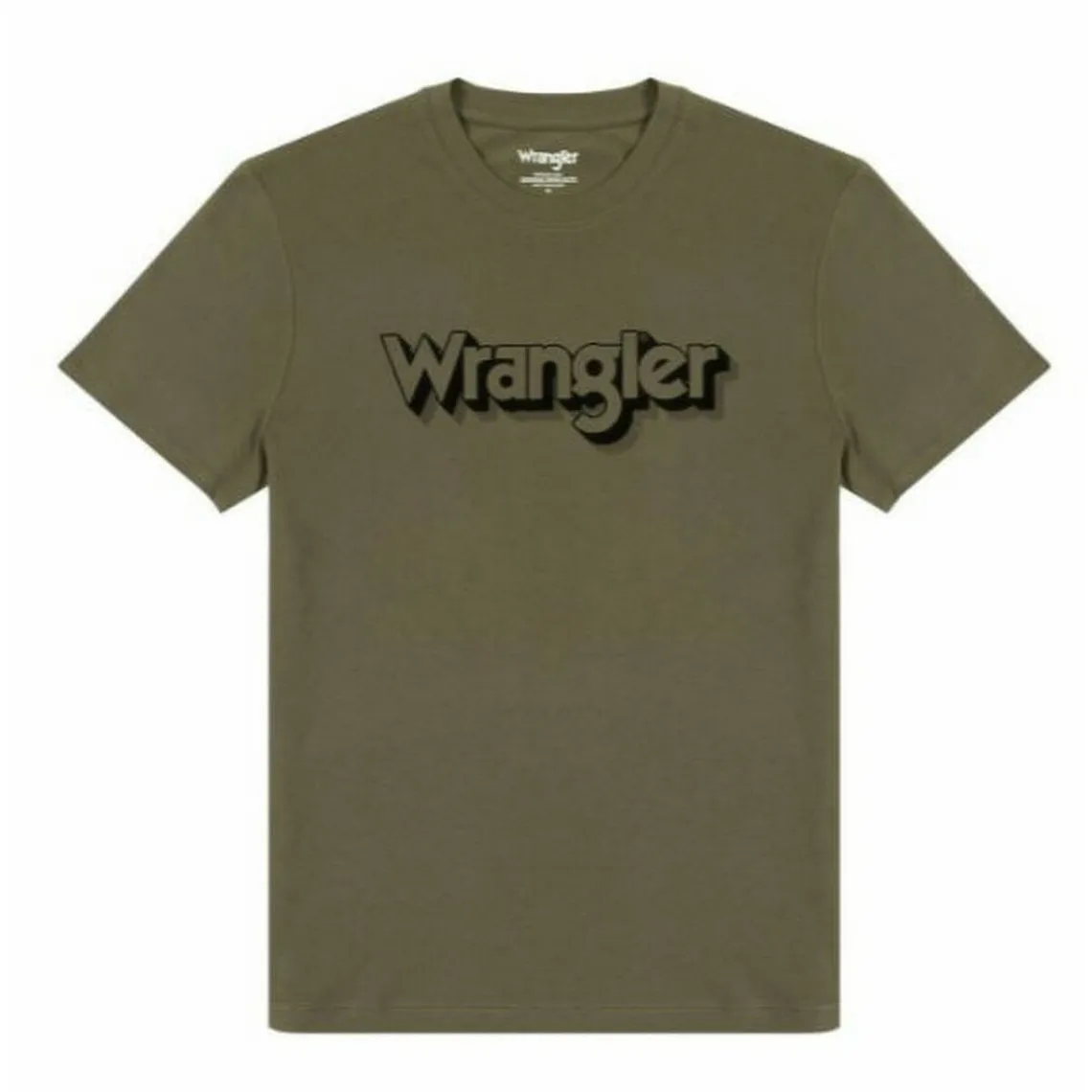 T-Shirt Homme SS Logo Tee kaki en coton Wrangler - T-shirt / Polo Homme sur MenCorner