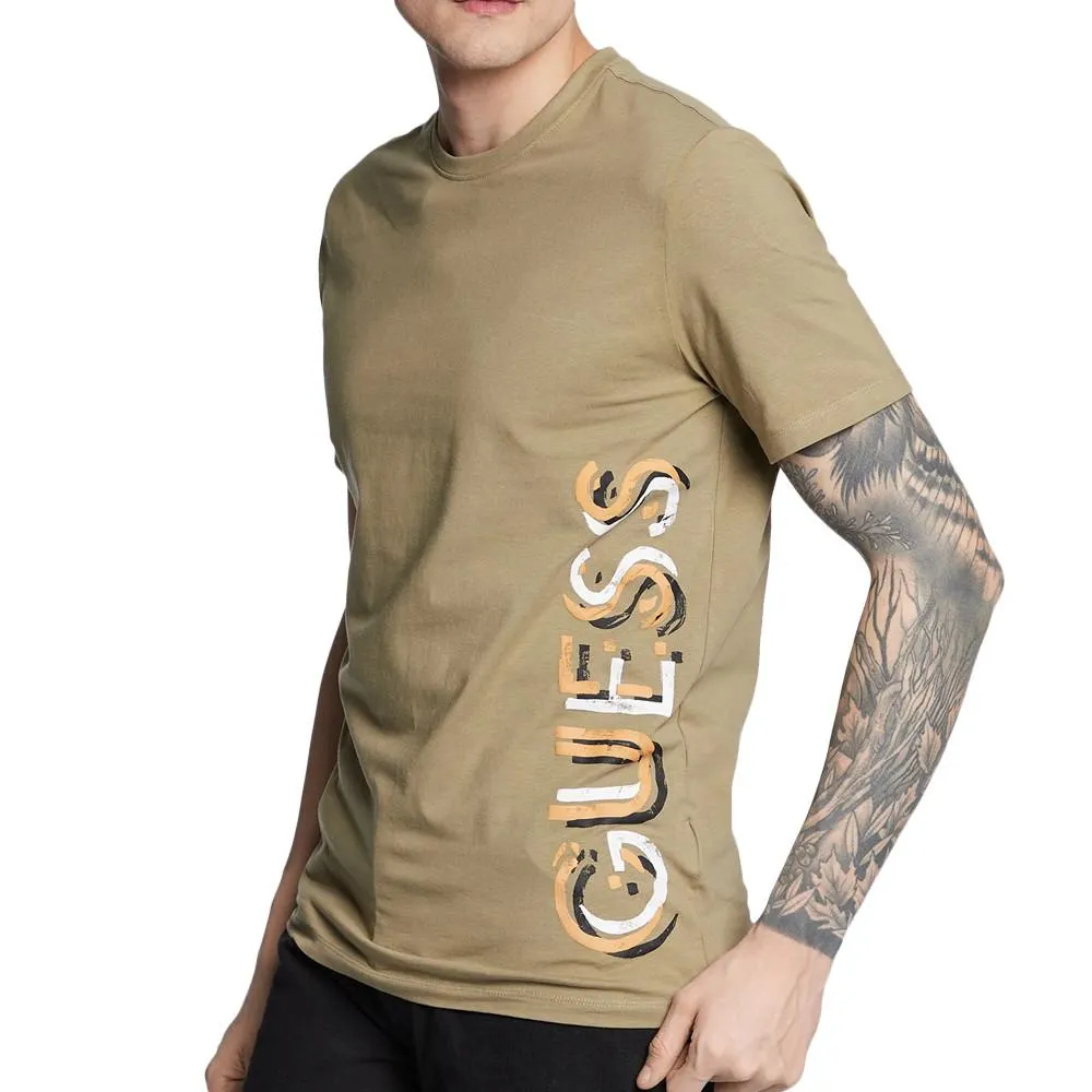 T-shirt Kaki Homme Guess Vertical