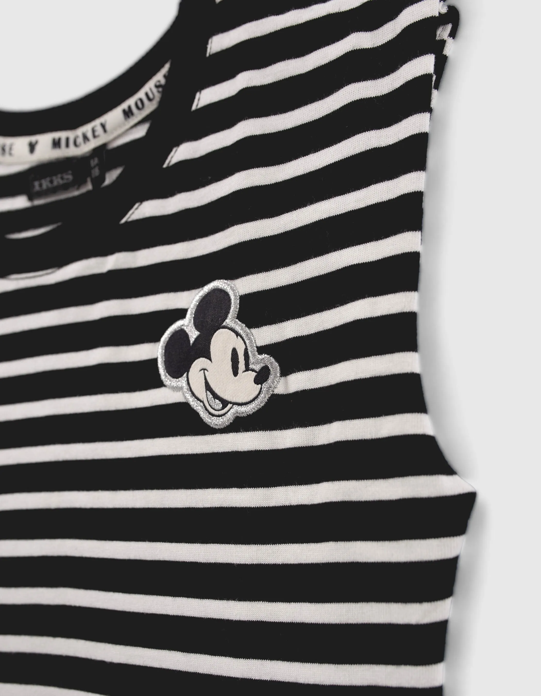 T-shirt noir rayé blanc IKKS - MICKEY fille