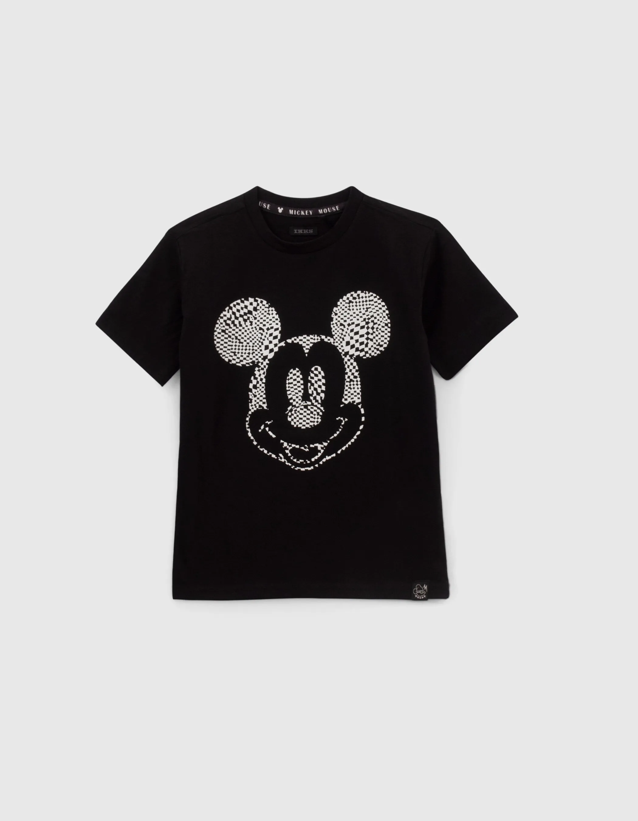 T-shirt noir visuel Mickey damier IKKS - MICKEY