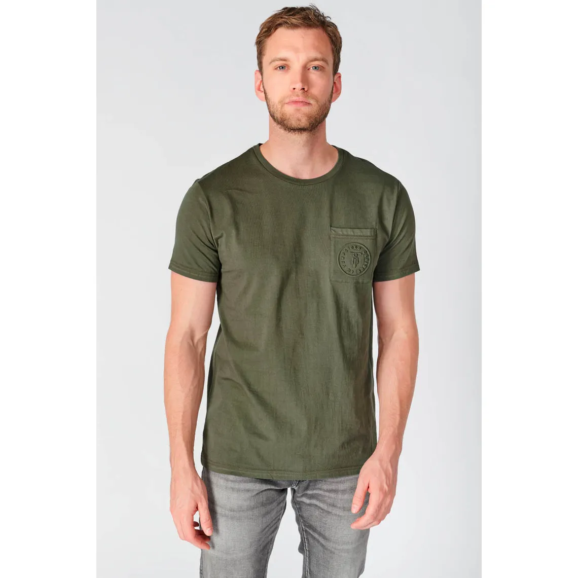 T-shirt Paia vert kaki en coton Le Temps des Cerises - T-shirt / Polo Homme sur MenCorner