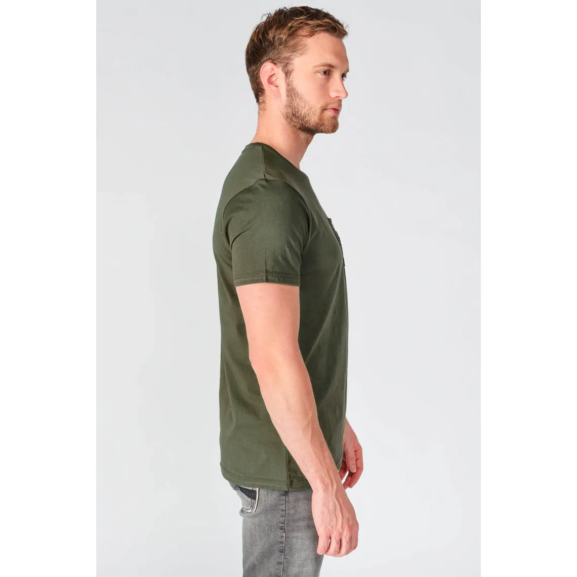 T-shirt Paia vert kaki en coton Le Temps des Cerises - T-shirt / Polo Homme sur MenCorner