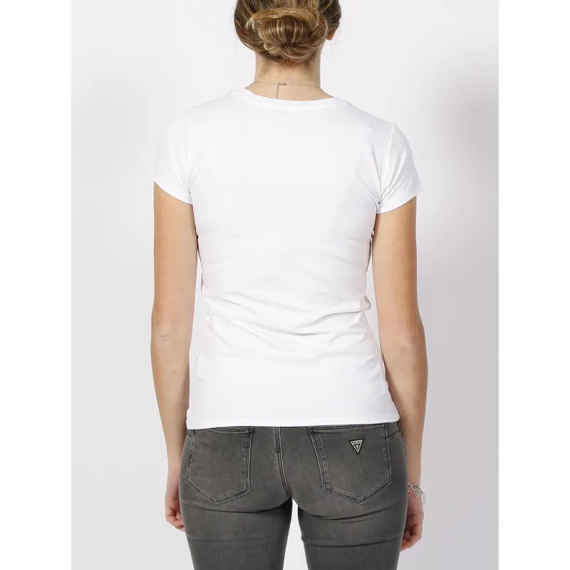 T-shirt triangle logo r3 blanc femme - Guess | wimod