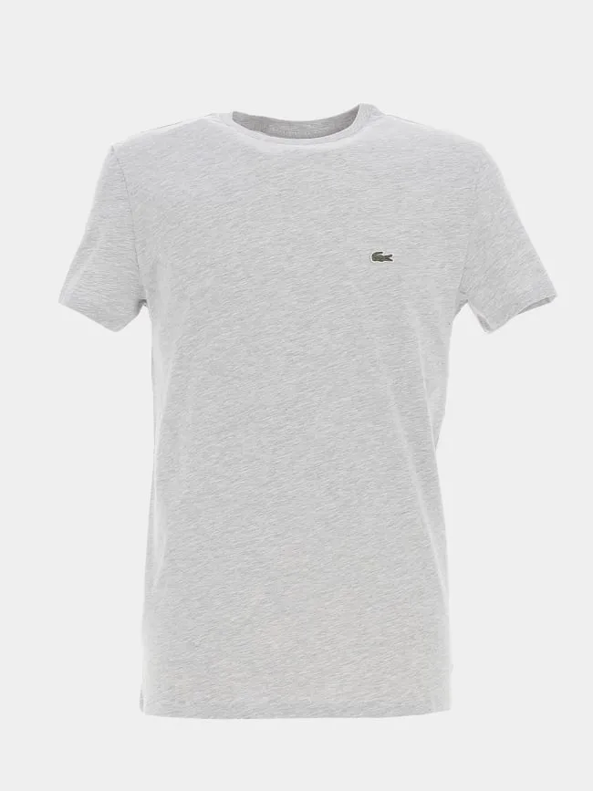 T-shirt uni logo chiné gris homme - Lacoste | wimod