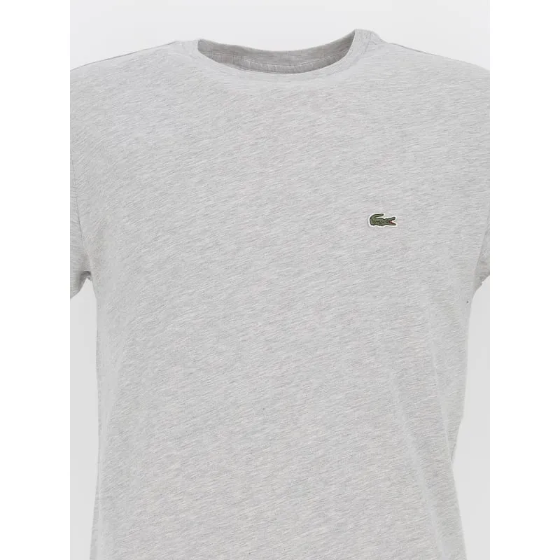 T-shirt uni logo chiné gris homme - Lacoste | wimod