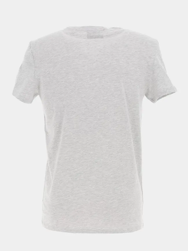 T-shirt uni logo chiné gris homme - Lacoste | wimod