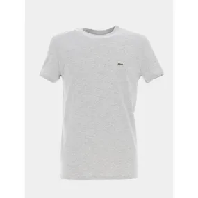 T-shirt uni logo chiné gris homme - Lacoste | wimod