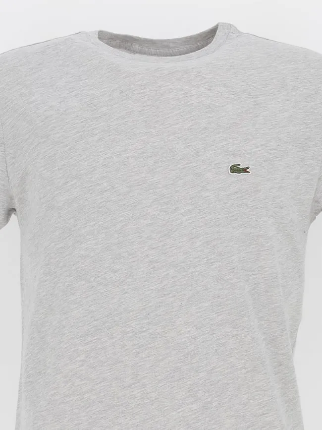 T-shirt uni logo chiné gris homme - Lacoste | wimod