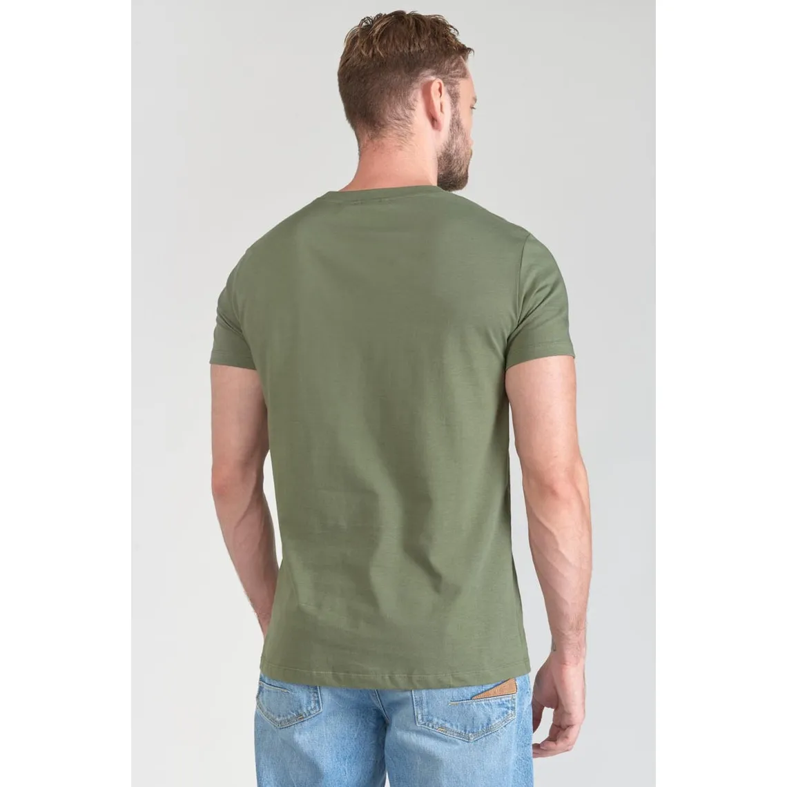 T-shirt Veigar kaki imprimé vert en coton Le Temps des Cerises - T-shirt / Polo Homme sur MenCorner