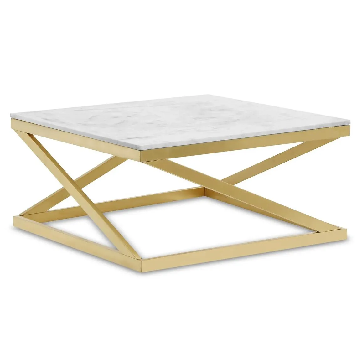 Table basse PALIANO Marbre Blanc et pieds Or | 3 Suisses