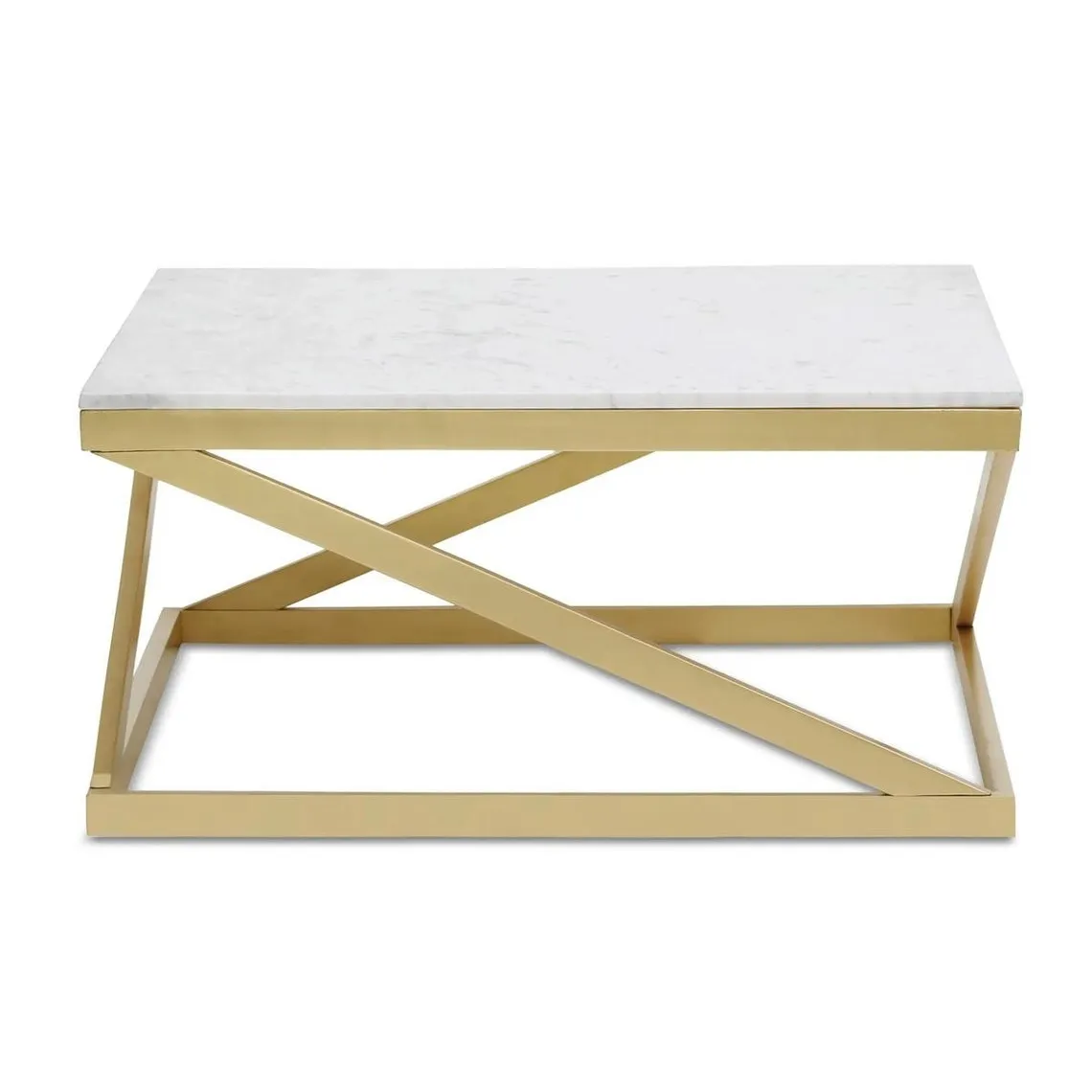 Table basse PALIANO Marbre Blanc et pieds Or | 3 Suisses