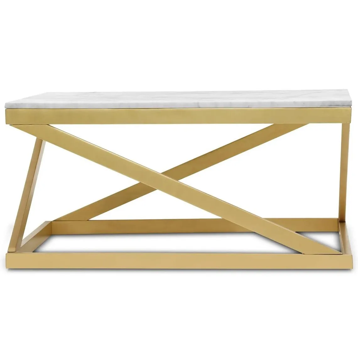 Table basse PALIANO Marbre Blanc et pieds Or | 3 Suisses