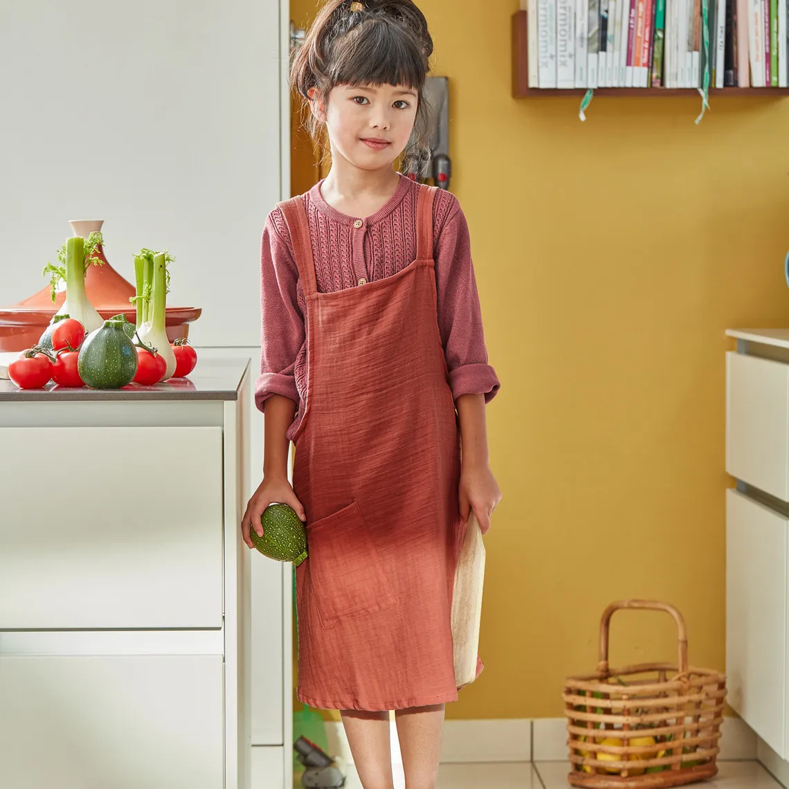 Tablier de cuisine pour enfant en Coton MYKID Orange terracotta  | 3 Suisses