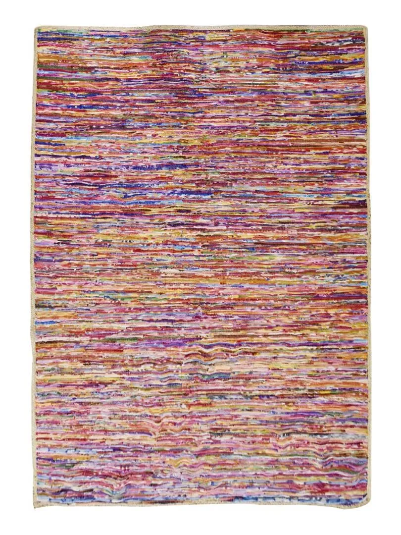 Tapis kilim RECYCLÉ LETINA en tissu recyclé Fait main Care&Fair - Multicolore