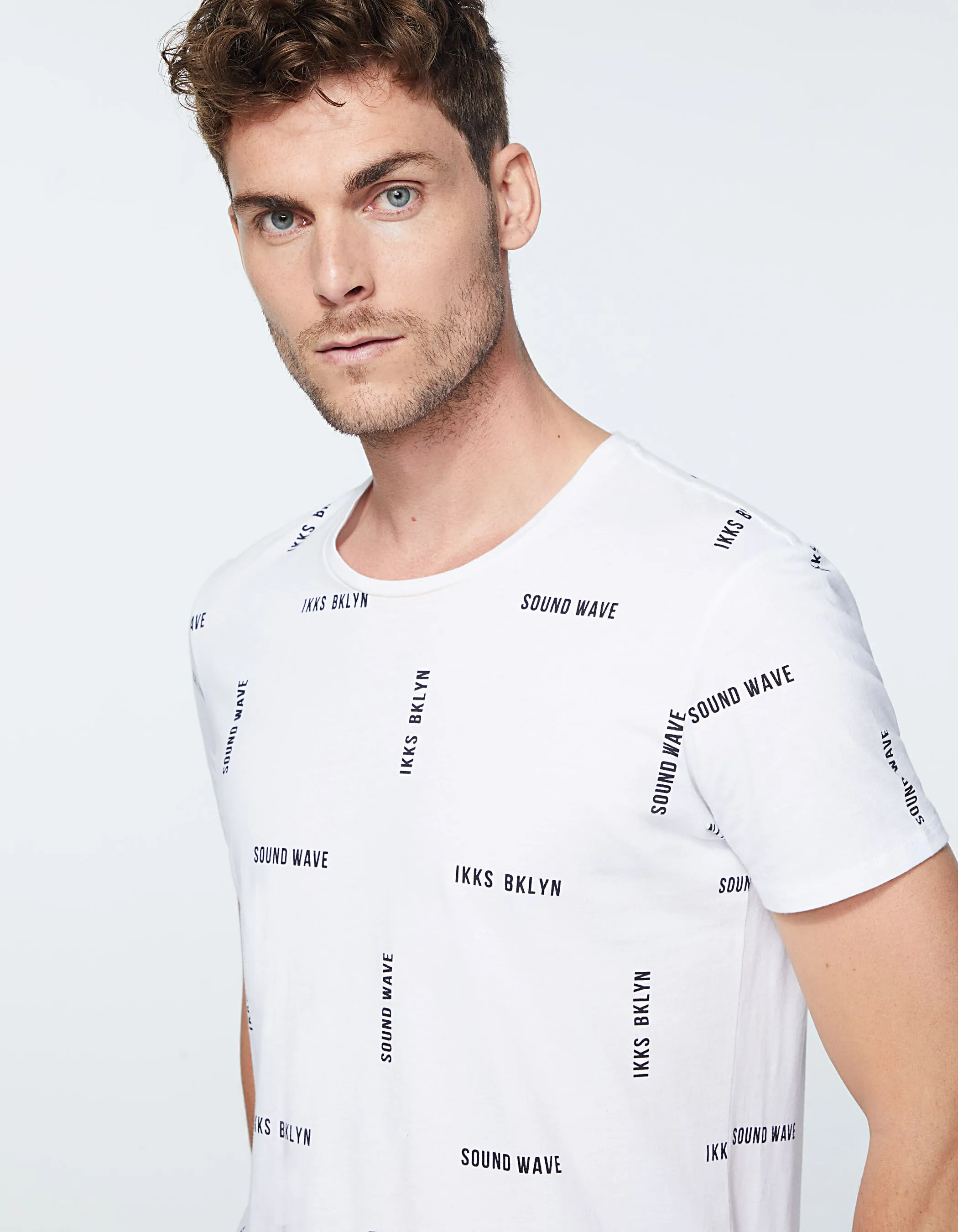 Tee-shirt blanc avec typo Sound Wave IKKS Bklyn Homme