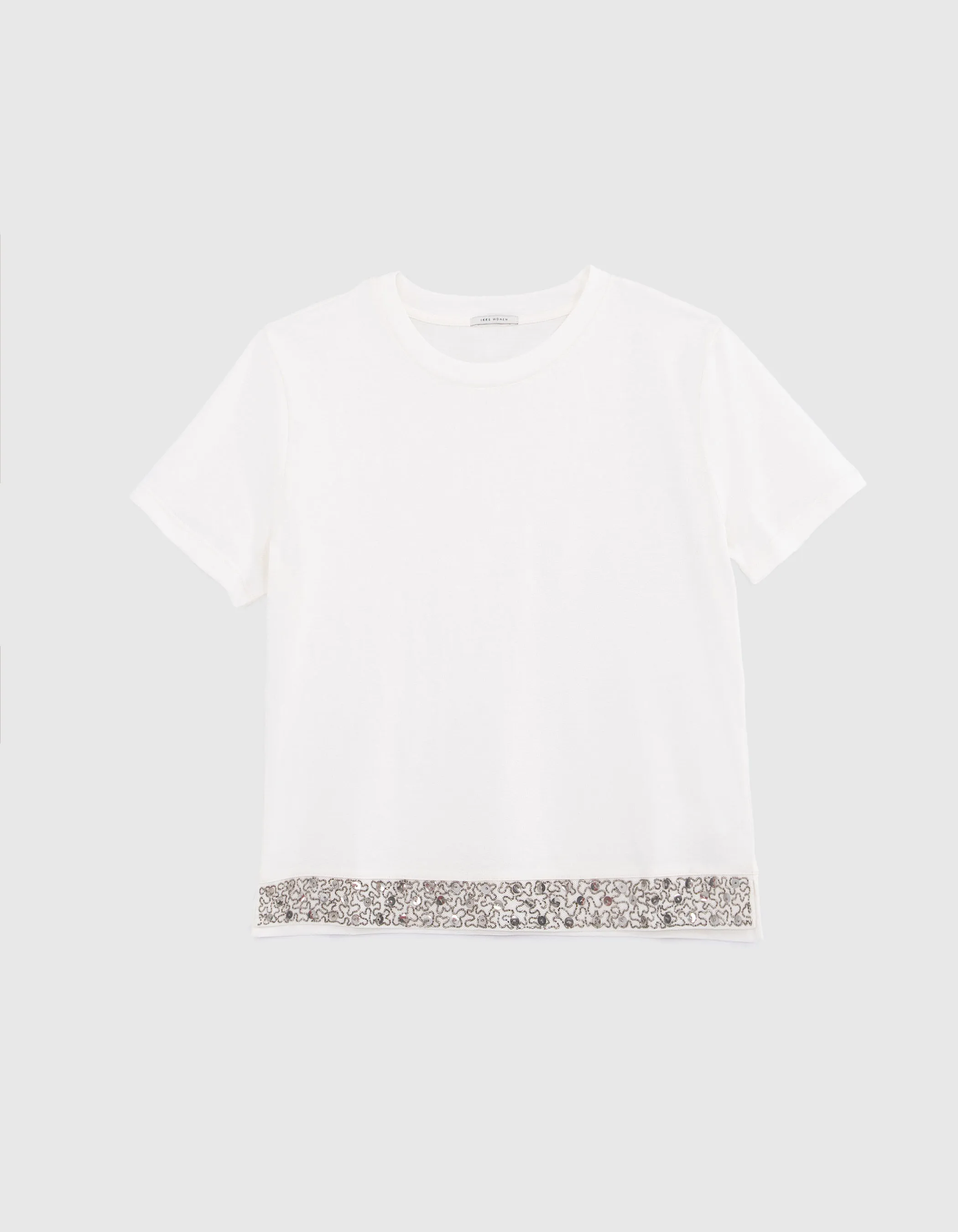 Tee-shirt blanc coton bio broderies-bijou Femme